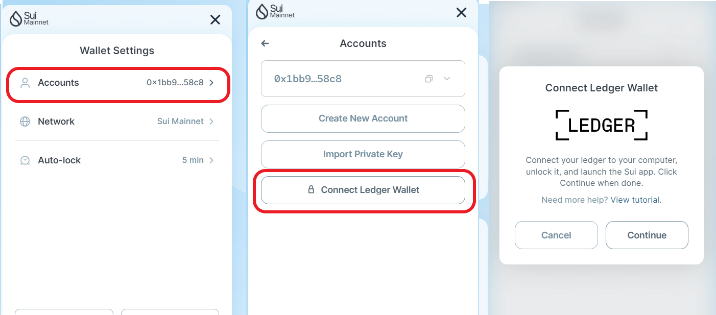 Connect sui ledger live