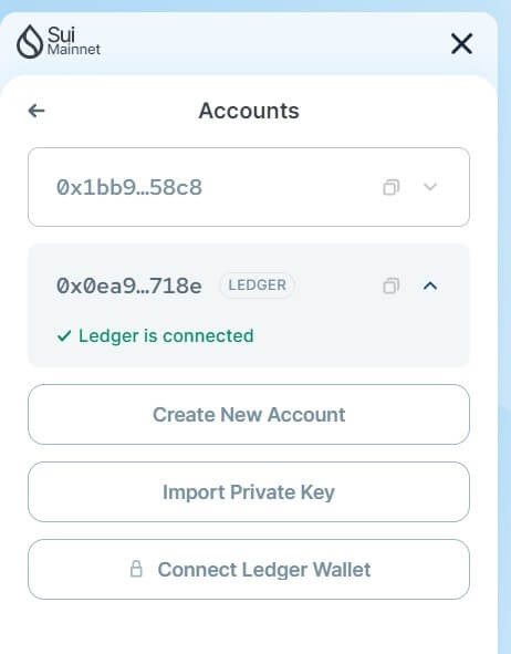 Ledger connect Sui