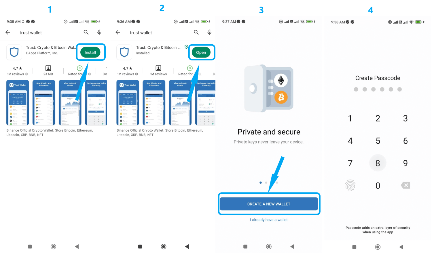 How to create the account on trust wallet 