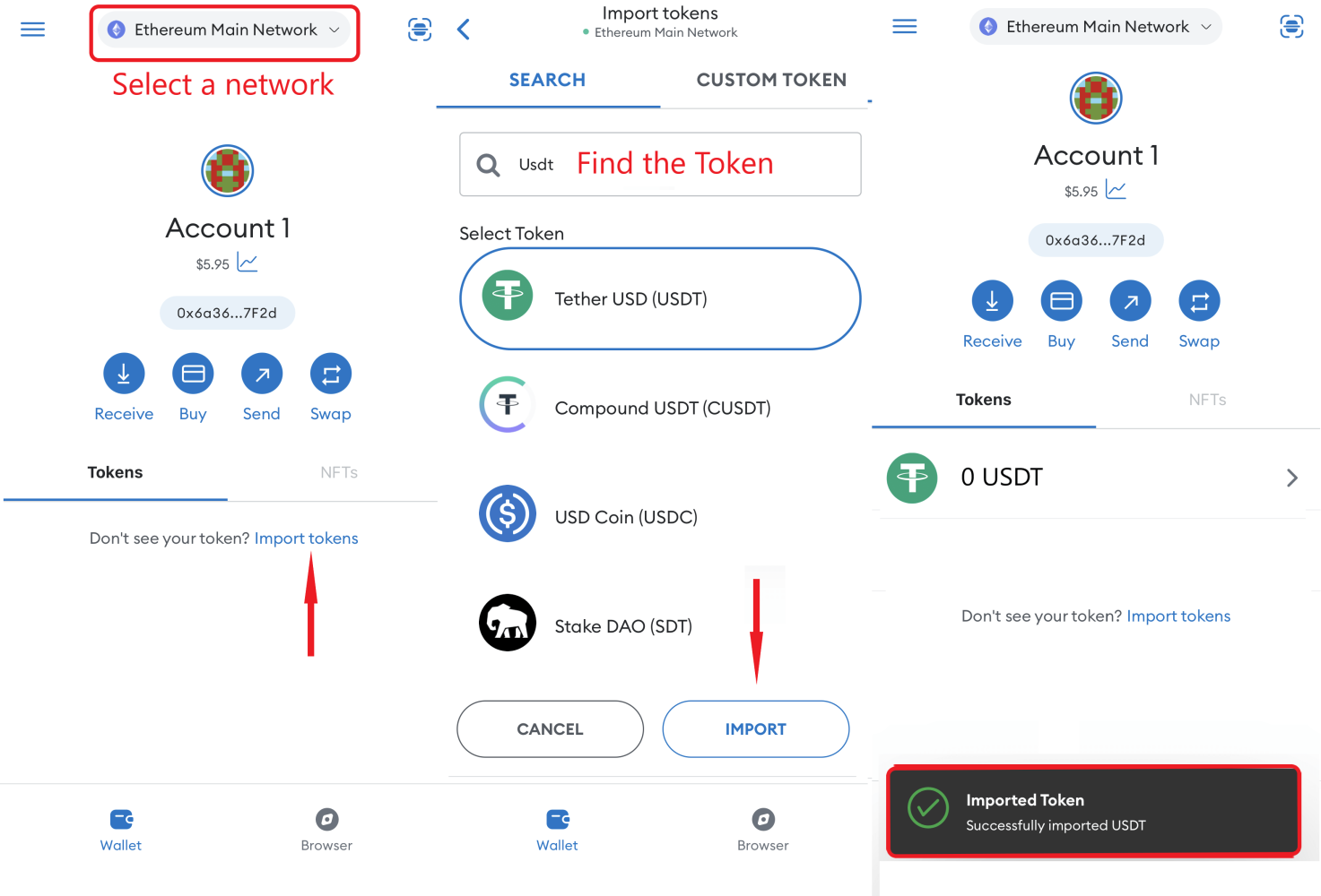 How to add USD to Metamask in Ethereum Network