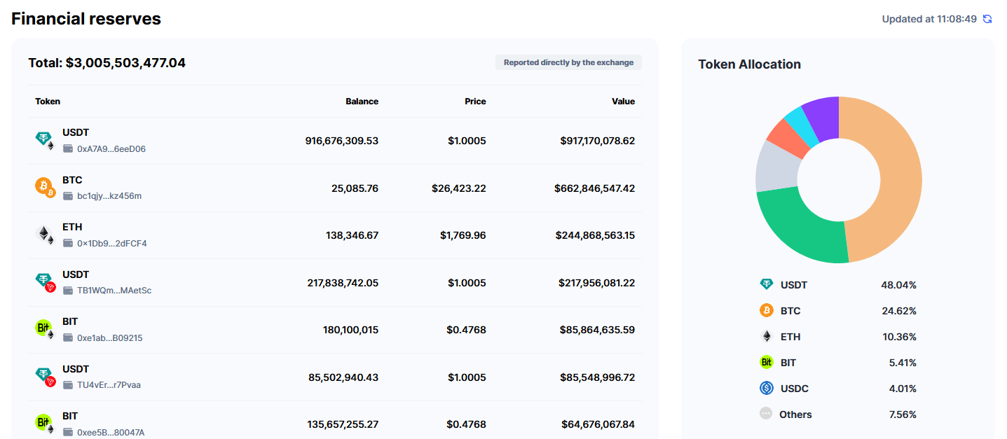 Bybit financial reserves